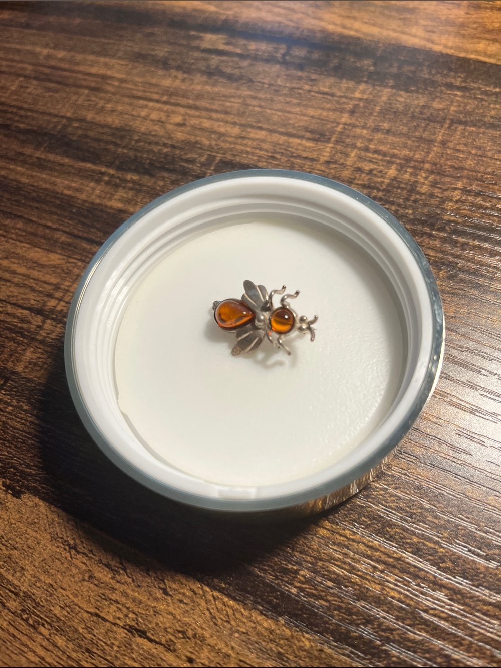 Amber Crystal Bee Brooch - Orange